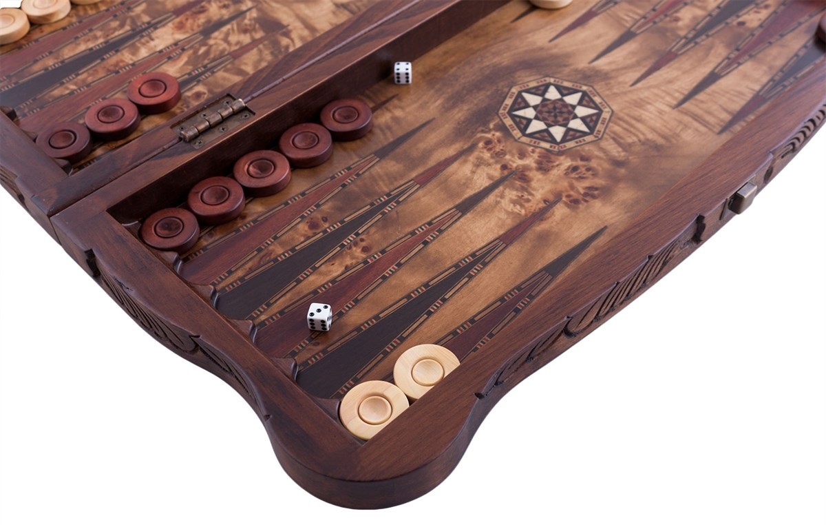 Helena Wood Art Handgemaakte Houten Backgammon Speelset van Hoge Kwaliteit - Tavla - 100% Hout - Luxe uitgave - TricTrac - 52 x 24 cm
