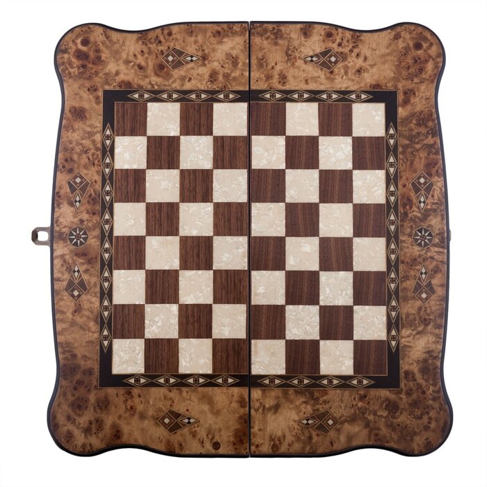 Helena Wood Art Handgemaakte Houten Backgammon Speelset van Hoge Kwaliteit - Tavla - 100% Hout - Luxe uitgave - TricTrac - 52 x 24 cm
