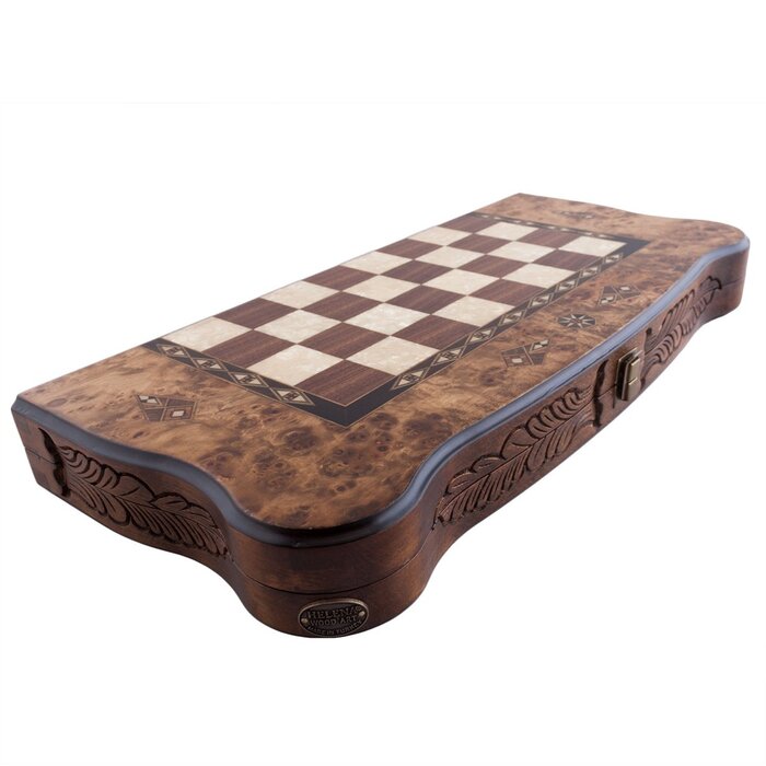 Helena Wood Art Handgemaakte Houten Backgammon Speelset van Hoge Kwaliteit - Tavla - 100% Hout - Luxe uitgave - TricTrac - 52 x 24 cm