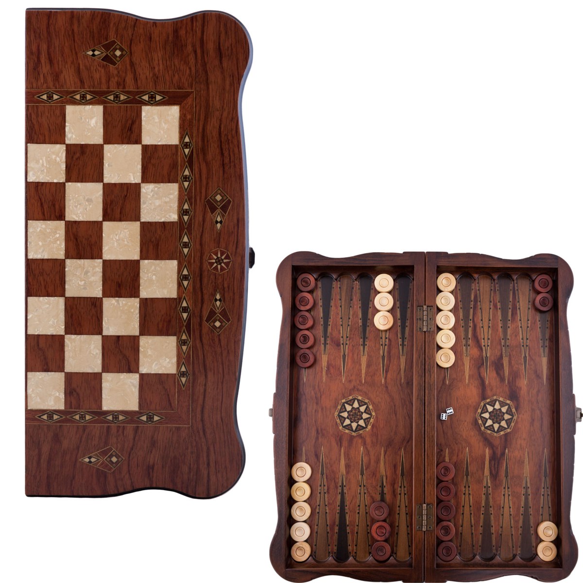 Helena Wood Art Handgemaakte Houten Backgammon Speelset van Hoge Kwaliteit - Tavla - 100% Hout - Luxe uitgave - TricTrac - 52 x 24 cm