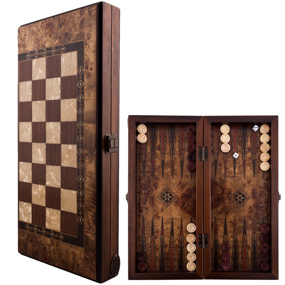 Helena Wood Art Handgemaakte Houten Backgammon Speelset van Hoge Kwaliteit - Tavla - 100% Hout - Luxe uitgave - TricTrac - 36 x 17 cm