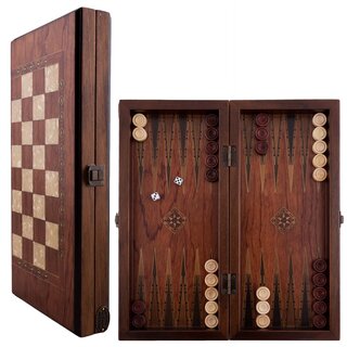Helena Wood Art Handgemaakte Backgammon Speelset - 36 x 17 cm