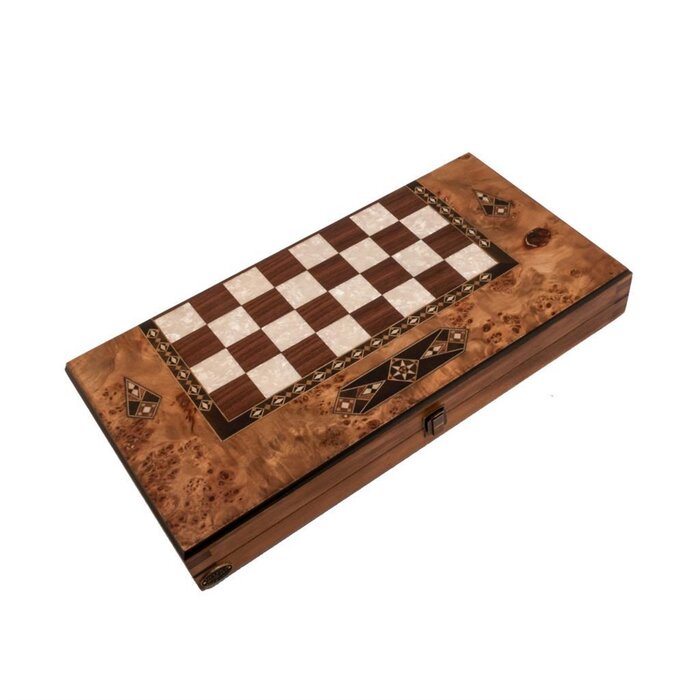 Helena Wood Art Handgemaakte Houten Backgammon Speelset van Hoge Kwaliteit - Tavla - 100% Hout - Luxe uitgave - TricTrac - 50 x 25 cm