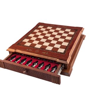 Helena Wood Art Handgemaakte houten schaakbord met opbergsysteem