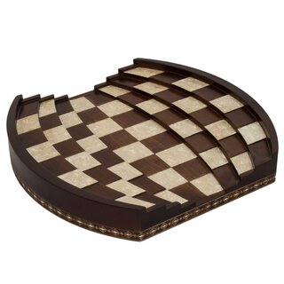 Helena Wood Art Handgemaakte houten 3D schaakbord met metalen schaakstukken