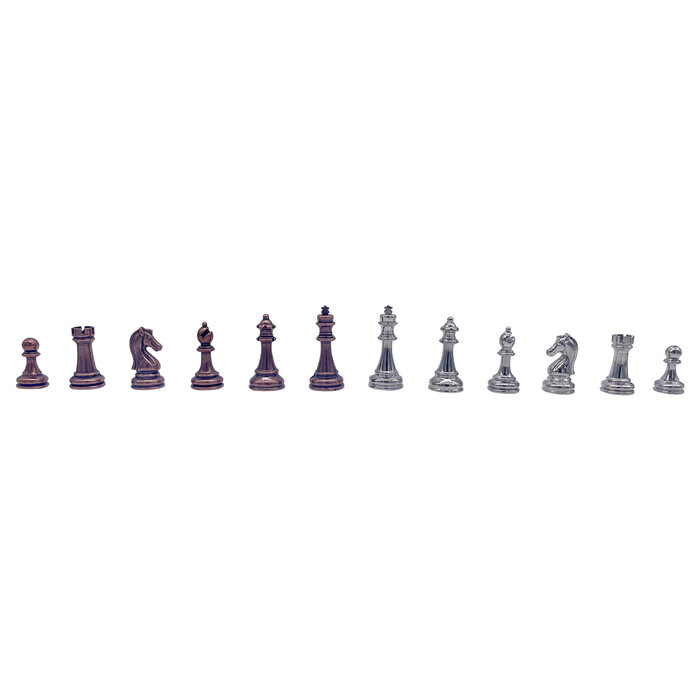 Helena Wood Art Handgemaakte houten schaakbord met opbergsysteem - Metalen Schaakstukken - Luxe uitgave - Schaakspel - Schaakset - Schaken - Chess - 38,5 x 38,5 cm