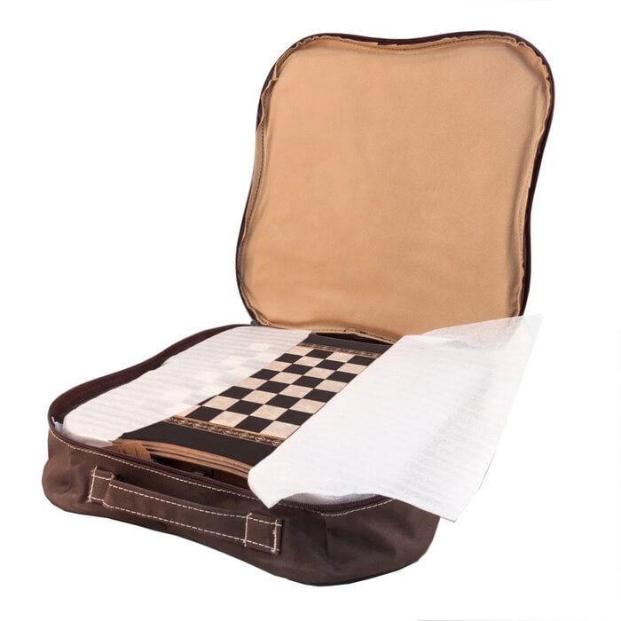 Helena Wood Art Handgemaakte houten schaakbord met opbergsysteem - Metalen Schaakstukken - Luxe uitgave - Schaakspel - Schaakset - Schaken - Chess - 38,5 x 38,5 cm
