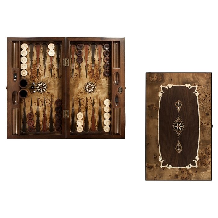 Helena Wood Art Asya - Mazel/Walnoot - Handgemaakte Backgammon Set