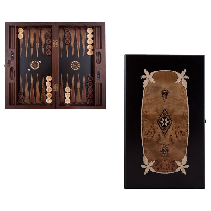 Helena Wood Art Asya - Black - Handgemaakte Backgammon Set