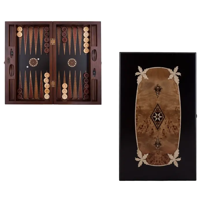 Helena Wood Art Asya - Black - Handgemaakte Backgammon Set