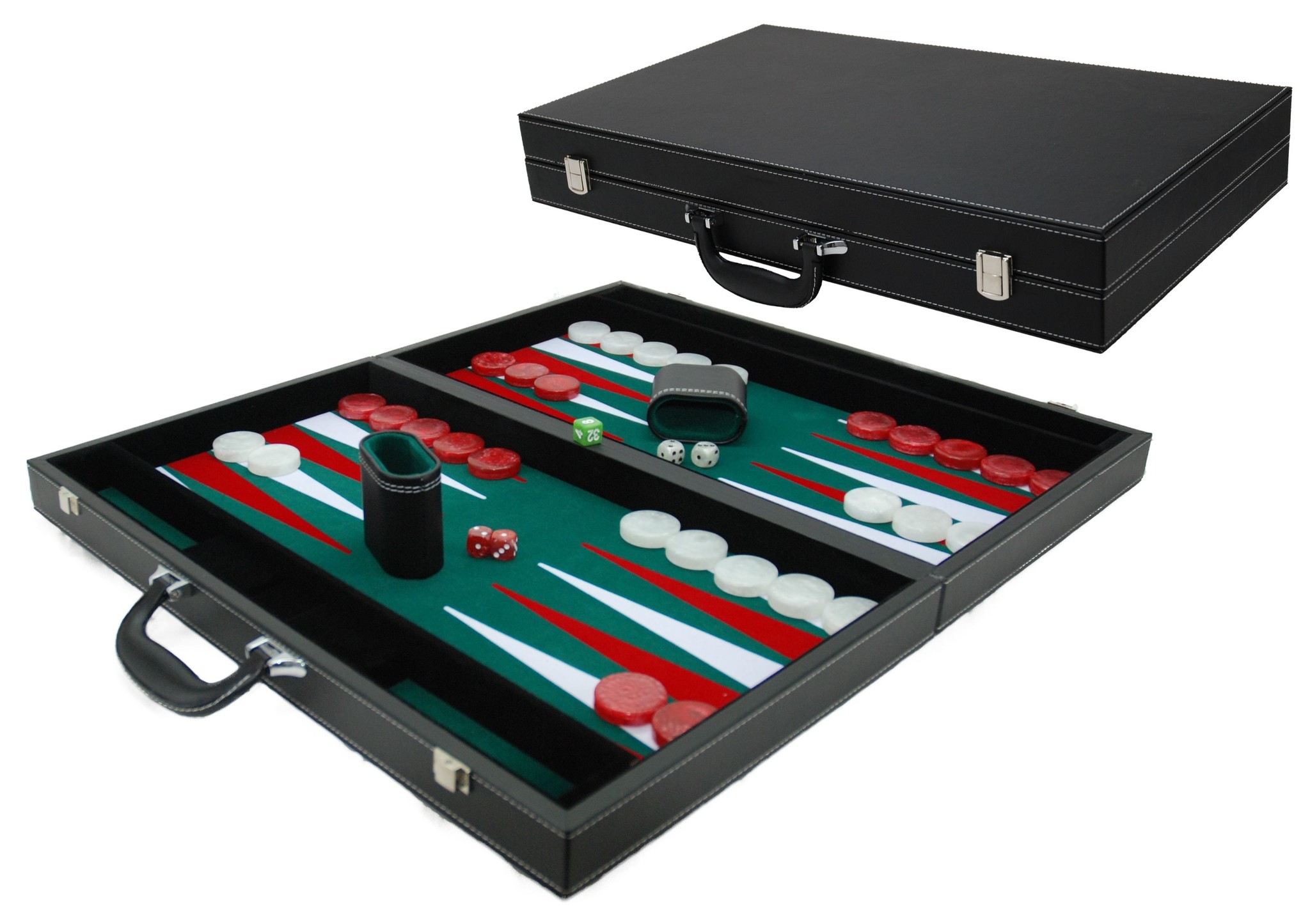 HOT Games Backgammon koffer - Zwart/Groen - 53 x 8 cm