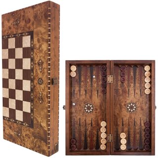 Helena Wood Art Elegant - Handgemaakte Backgammon Speelset - 50 x 23 cm