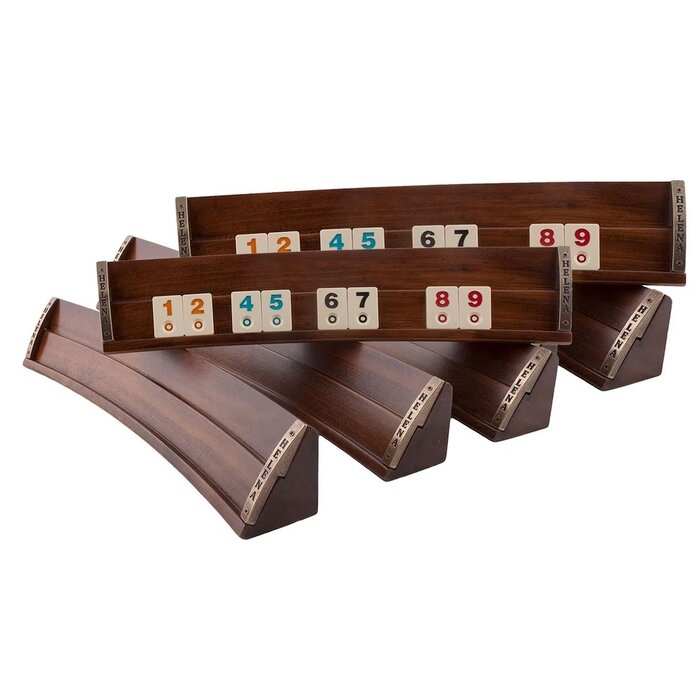 Helena Wood Art Handgemaakte Ovale Rummy Speelset voor 6 spelers - Okey - Luxe uitgave - Inclusief Tas - Rummi