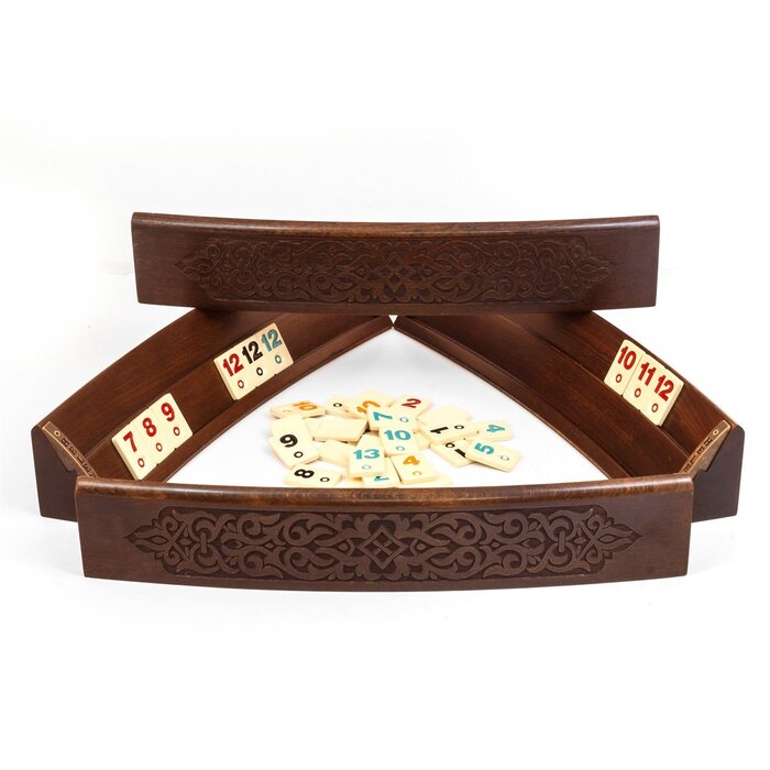 Helena Wood Art Handgemaakte ovale rummy speelset - Okey - Luxe uitgave - Inclusief tas - Rummi