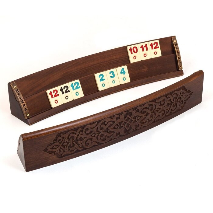 Helena Wood Art Handgemaakte ovale rummy speelset - Okey - Luxe uitgave - Inclusief tas - Rummi