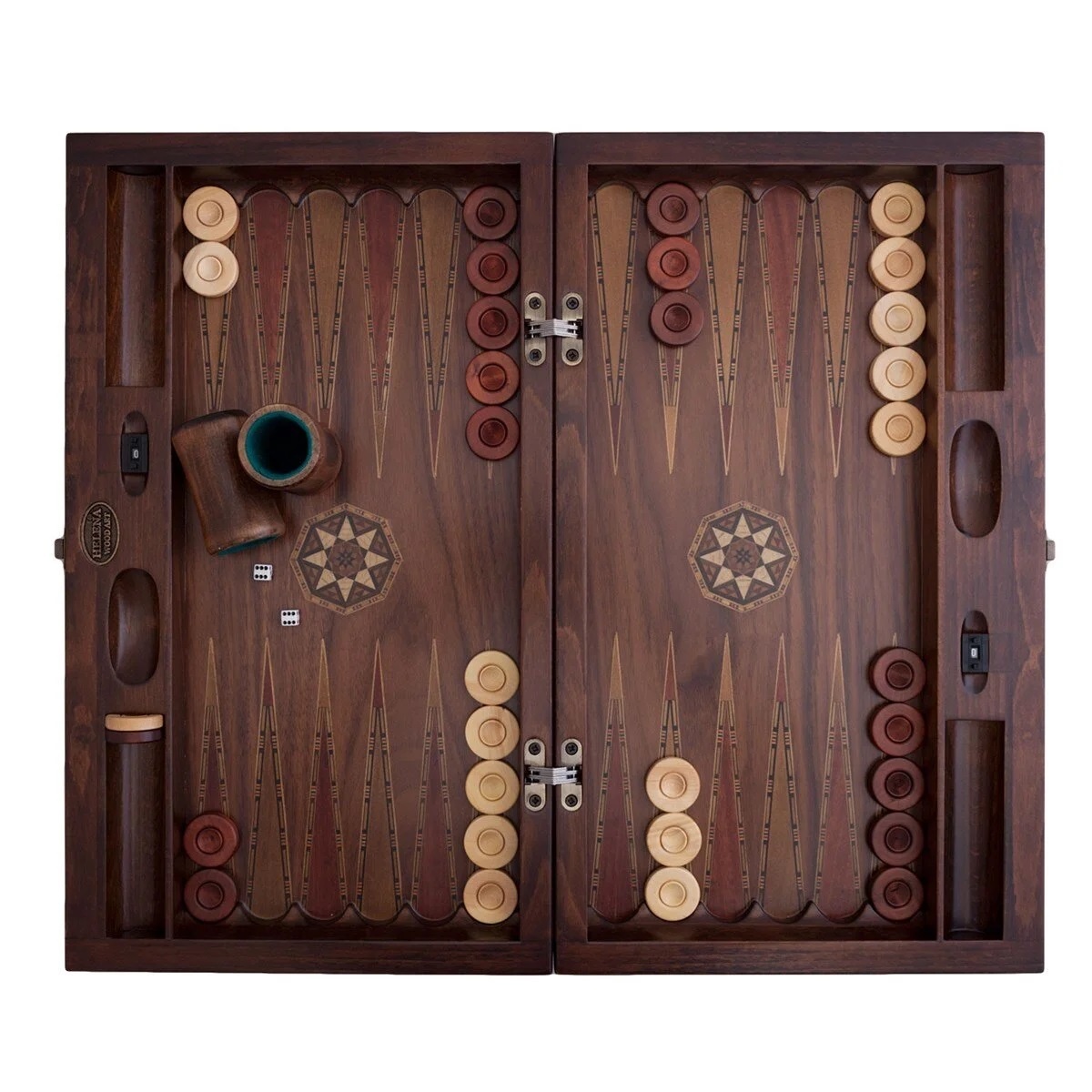 Helena Wood Art Backgammon - Tavla - Handgemaakt - Hout - Luxe uitgave - 52 x 30 x 7 cm