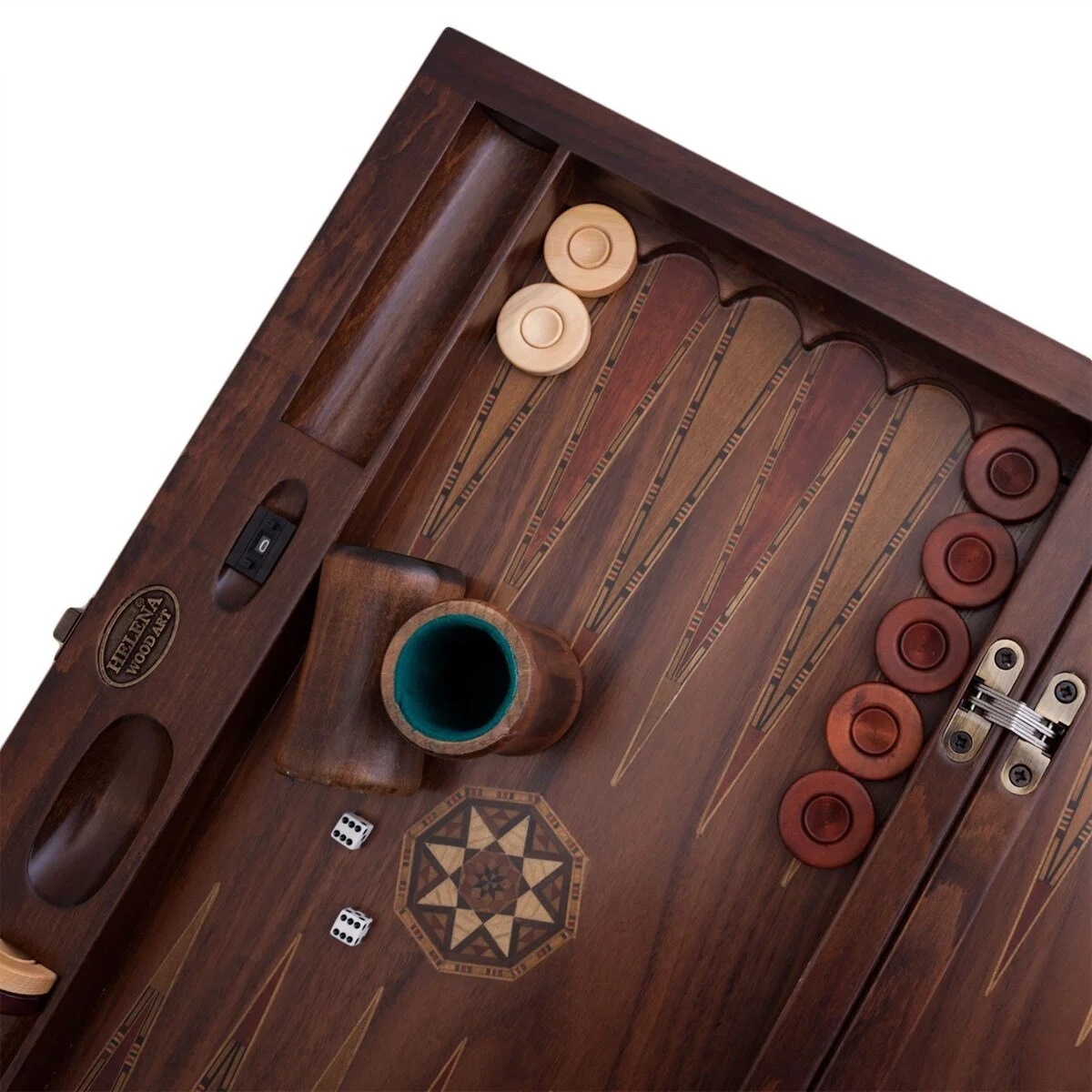 Helena Wood Art Backgammon - Tavla - Handgemaakt - Hout - Luxe uitgave - 52 x 30 x 7 cm