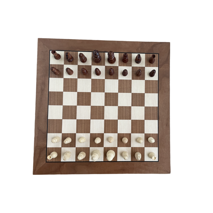 Helena Wood Art Schaakbord met houten schaakstukken - Schaakspel - Schaakset - Schaken - Chess - 44 x 44 cm