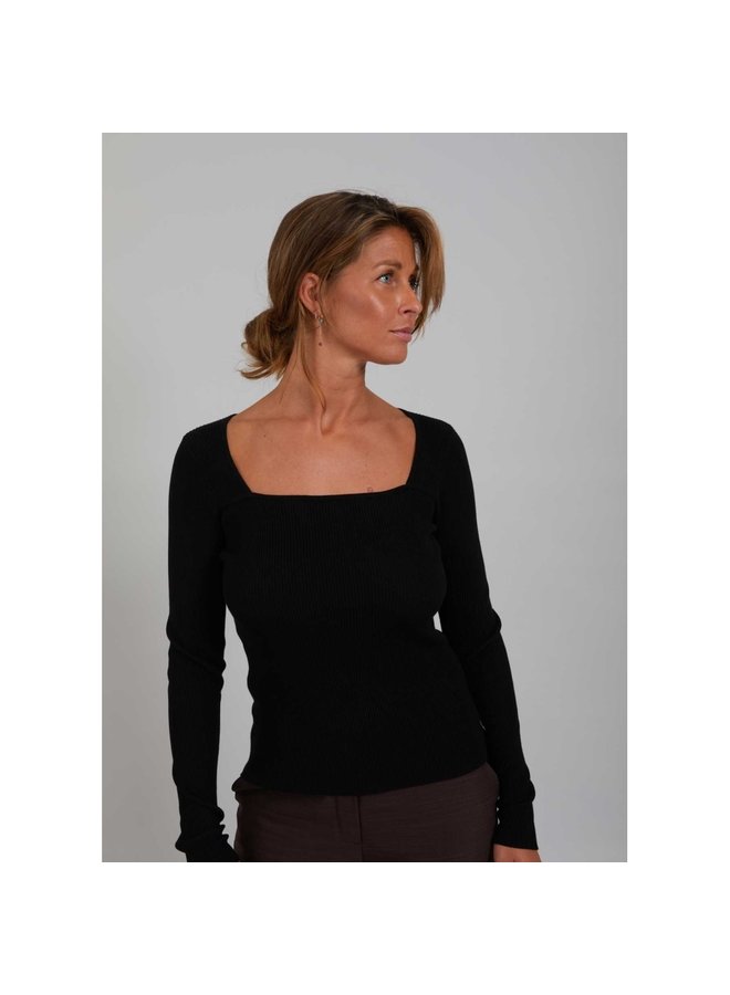 LONG SLEEVE WITH SQUARED NECK – Black
