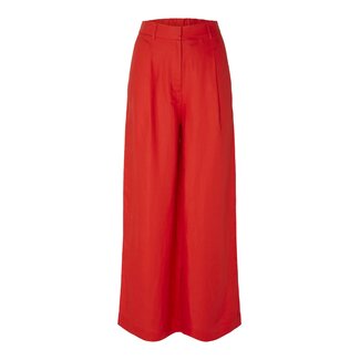 LYRA WIDE LINEN PANT – Red