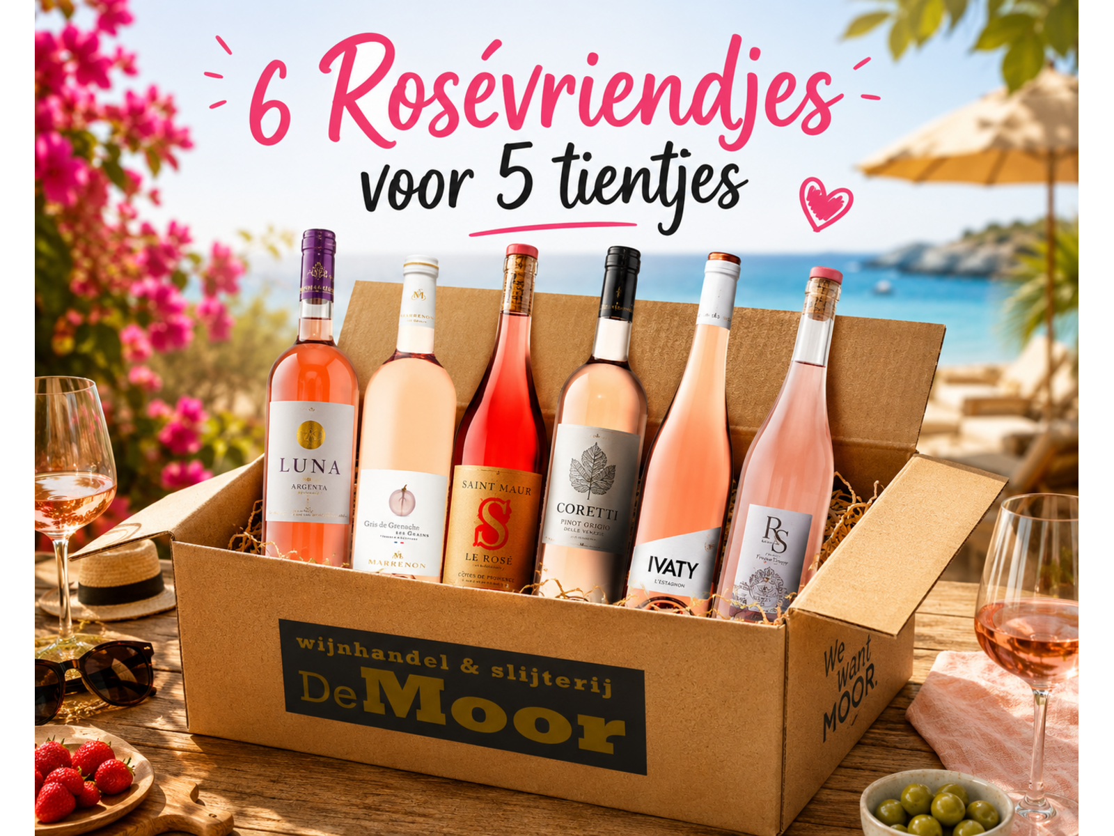 6 Rosévriendjes voor 5 tientjes en prijsactie