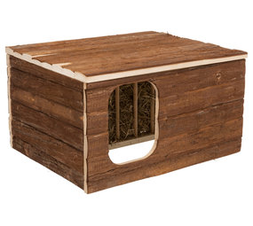 Trixie Trixie Houten Huis Hilke met Ruif Schorshout - 40x23x32 cm Trixie Trixie Houten Huis Hilke met Ruif Schorshout - 40x23x32 cm