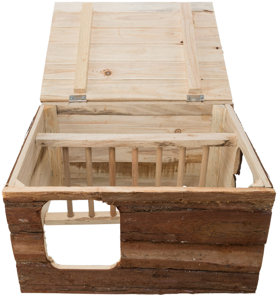 Trixie Trixie Houten Huis Hilke met Ruif Schorshout - 40x23x32 cm Trixie Trixie Houten Huis Hilke met Ruif Schorshout - 40x23x32 cm