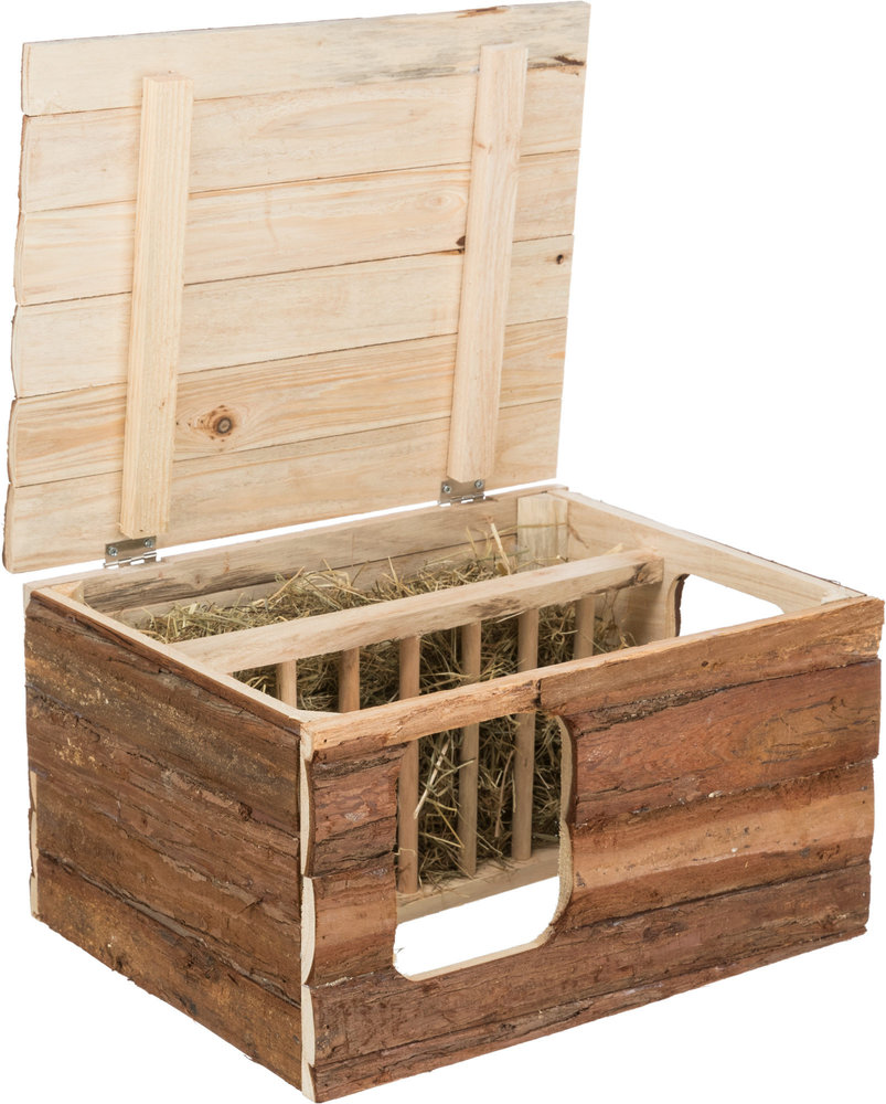 Trixie Trixie Houten Huis Hilke met Ruif Schorshout - 40x23x32 cm Trixie Trixie Houten Huis Hilke met Ruif Schorshout - 40x23x32 cm