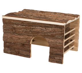 Trixie Trixie Houten Huis Ila met Ruif Schorshout - 40x25x29 cm Trixie Trixie Houten Huis Ila met Ruif Schorshout - 40x25x29 cm