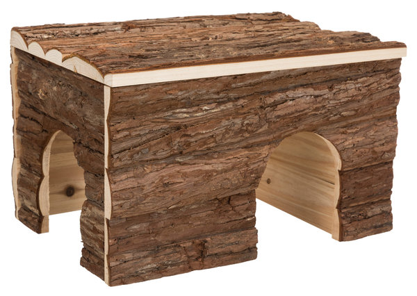 Trixie Trixie Houten Huis Ila met Ruif Schorshout - 40x25x29 cm Trixie Trixie Houten Huis Ila met Ruif Schorshout - 40x25x29 cm