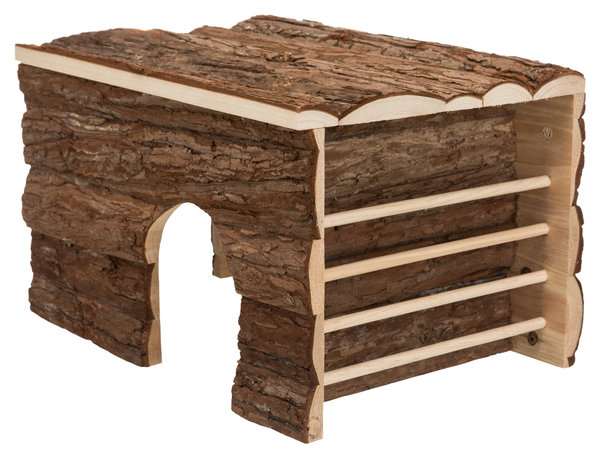 Trixie Trixie Houten Huis Ila met Ruif Schorshout - 40x25x29 cm Trixie Trixie Houten Huis Ila met Ruif Schorshout - 40x25x29 cm