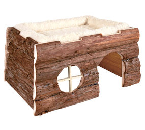 Trixie Trixie Houten Huis Tilde Schorshout met Kussen - 39x22x29 cm Trixie Trixie Houten Huis Tilde Schorshout met Kussen - 39x22x29 cm