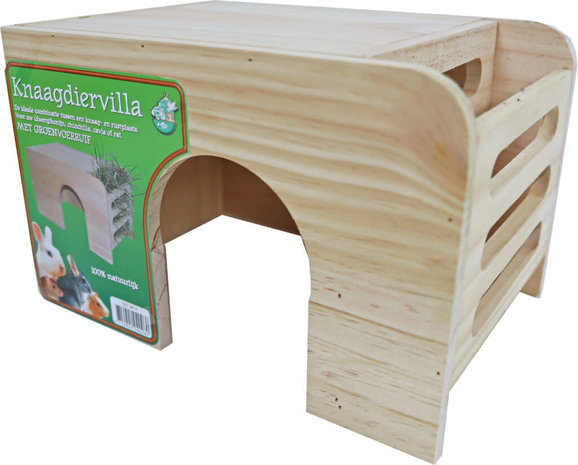 Gebr. de Boon Boon Knaagdiervilla met Ruif Hout - 30,5x21x19 cm Gebr. de Boon Boon Knaagdiervilla met Ruif Hout - 30,5x21x19 cm