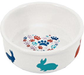 Gebr. de Boon Stenen Konijnen Voerbak - ø 11 cm - Wit met Pastel Print Gebr. de Boon Stenen Konijnen Voerbak - ø 11 cm - Wit met Pastel Print