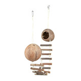 Trixie Trixie Kokosnoothuis met Touwladder Hangmodel Trixie Trixie Kokosnoothuis met Touwladder Hangmodel
