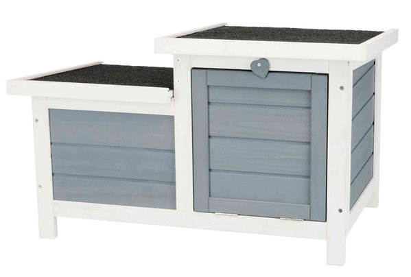 Trixie Trixie Natura Houten Schuilhuis - 70x43x45 cm - 2 Ingangen - Grijs-Wit Trixie Trixie Natura Houten Schuilhuis - 70x43x45 cm - 2 Ingangen - Grijs-Wit