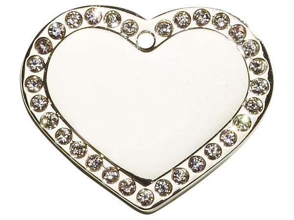 IMARC Hondenpenning - Glamour Hart - Zilver met Diamant Steentjes IMARC Hondenpenning - Glamour Hart - Zilver met Diamant Steentjes