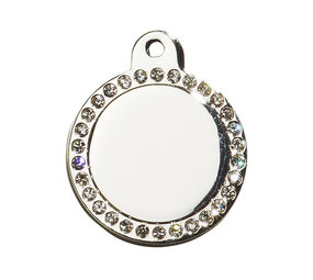 IMARC Hondenpenning - Glamour Rond - Zilver met Diamant Steentjes IMARC Hondenpenning - Glamour Rond - Zilver met Diamant Steentjes