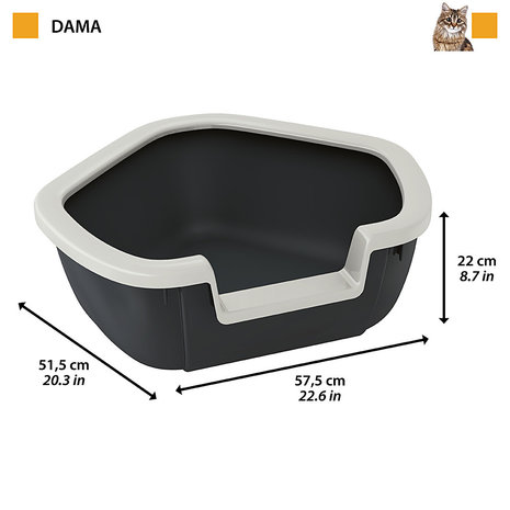 Ferplast Ferplast Open Hoektoilet Dama - 57.5x51.5x22 cm - verschillende kleuren Ferplast Ferplast Open Hoektoilet Dama - 57.5x51.5x22 cm - verschillende kleuren