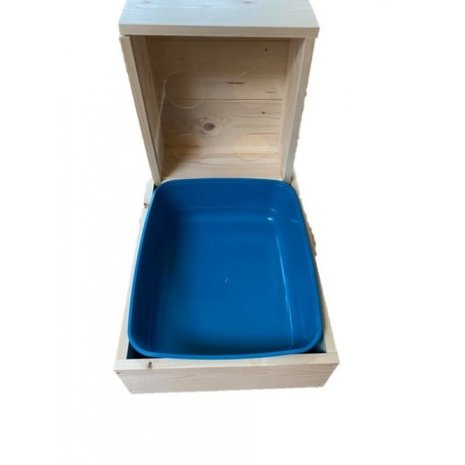 Houten hooiruif L met toilet - handgemaakt in Nederland Houten hooiruif L met toilet - handgemaakt in Nederland