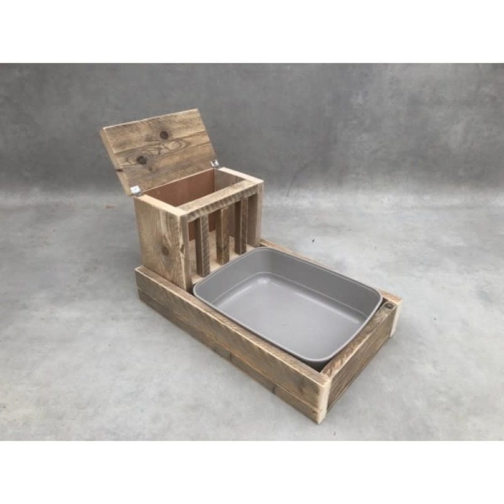 Houten hooiruif L met toilet - steigerhout L Houten hooiruif L met toilet - steigerhout L