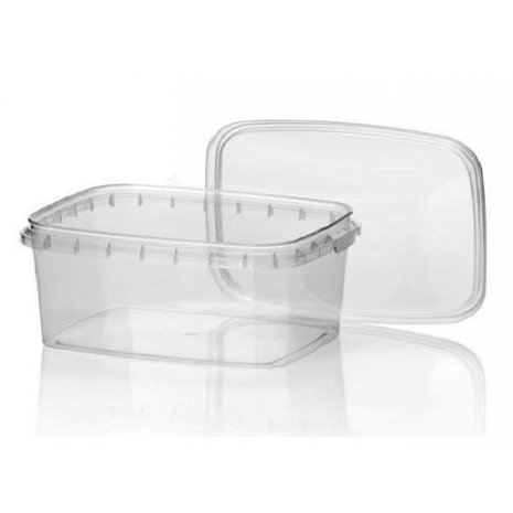 Plastic bewaar bak vierkant 1000ml met sluitzegel