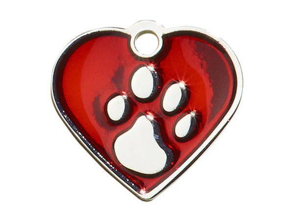 IMARC Hondenpenning – Hart – Poot Zilver - Rood IMARC Hondenpenning – Hart – Poot Zilver - Rood