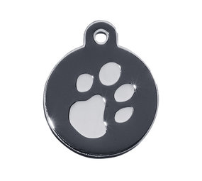 IMARC Hondenpenning – Rond – Poot Zilver –  Zwart