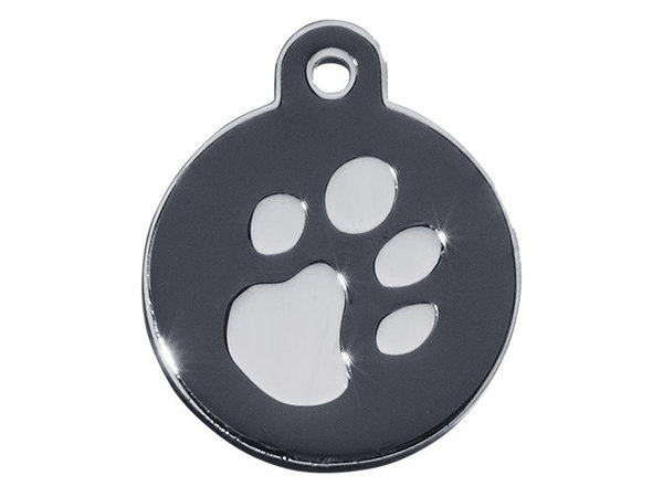 IMARC Hondenpenning – Rond – Poot Zilver –  Zwart IMARC Hondenpenning – Rond – Poot Zilver –  Zwart