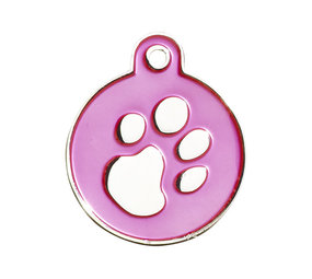 IMARC Hondenpenning – Rond – Poot Zilver – Roze