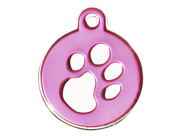 IMARC Hondenpenning – Rond – Poot Zilver – Roze IMARC Hondenpenning – Rond – Poot Zilver – Roze