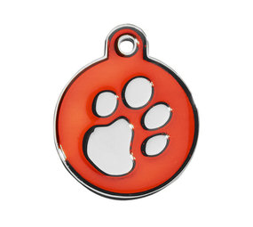 IMARC Hondenpenning – Rond – Poot Zilver – Rood