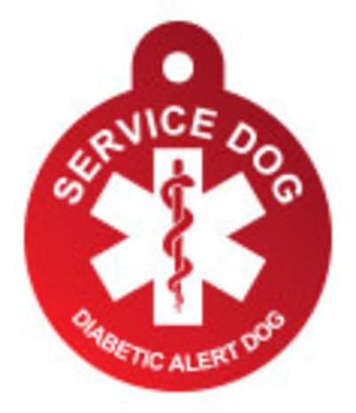 IMARC Hondenpenning - Rond - Service Dog Diabetic Alert Dog - Rood - Groot