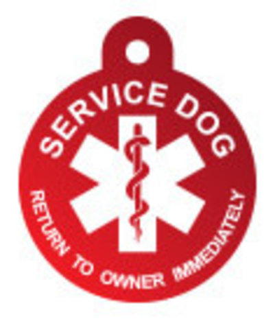 IMARC Hondenpenning - Rond - Service Dog Return To Owner Immediately - Rood IMARC Hondenpenning - Rond - Service Dog Return To Owner Immediately - Rood